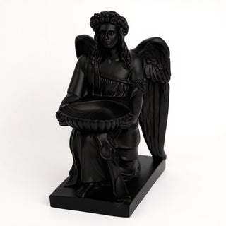 Angel with Dish Statue - 8-inch — Flat Black finish