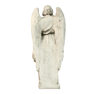 Fiberglass resin angel statue standing with arms positioned to hold a lantern, lantern not included. — alternate view