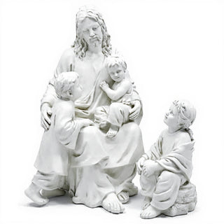 Jesus With Children In The Garden Statue - 34-inch