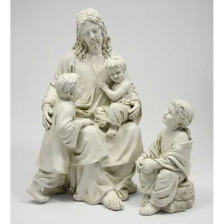 Jesus With Children In The Gar Statue - 34-inch