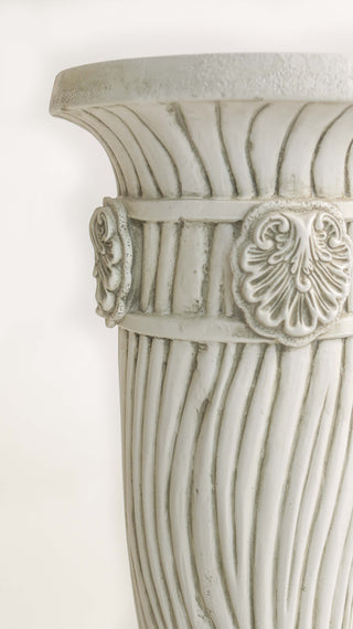Tapered fiberglass resin pedestal, 30 inches tall, with simple architectural lines. — alternate view