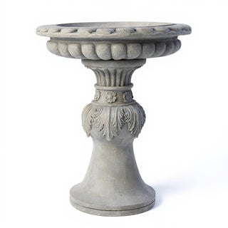 Acanthus Birdbath - 18-inch — Limestone finish
