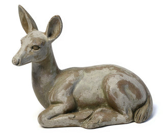 Sitting Deer Fawn Statue — Antique Stone finish
