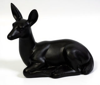 Sitting Deer Fawn Statue — Flat Black finish