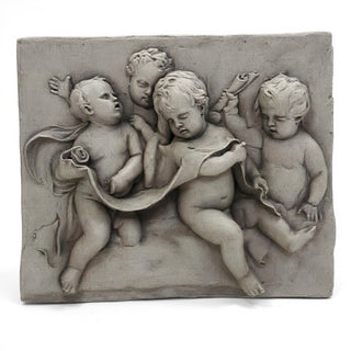 Four Singing Cherubs Wall Plaque - 38-inch — Antique Stone finish