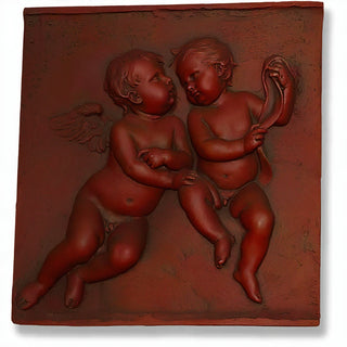 Two Singing Cherubs Frieze - 33-inch — Rust finish