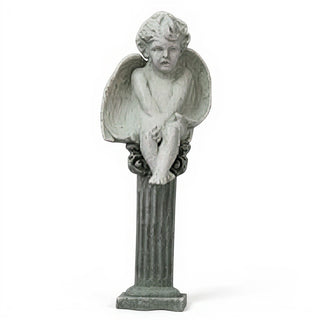 Meditation Cherub Statue - 12-inch — Mossy Green finish