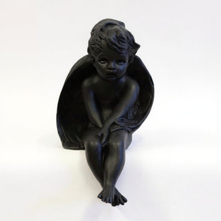 Meditation Cherub Statue - 15-inch — Dusted Black finish