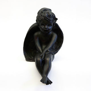 Meditation Cherub Statue - 15-inch — Iron finish