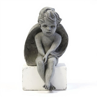 Meditation Cherub Statue - 15-inch — Old Stone finish