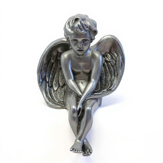 Meditation Cherub Statue - 24-inch — Aged Silver finish