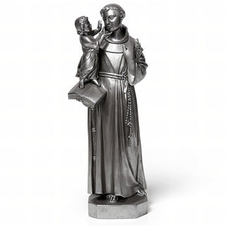 Saint Anthony of Padua with Child Statue - 44-inch — Antique Silver finish