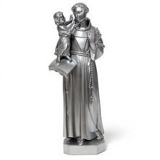 Saint Anthony of Padua with Child Statue - 44-inch — Silver finish