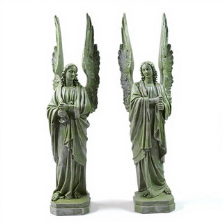 Cathedral Angels Statue - 89-inch — Mossy Green finish