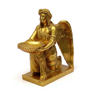 Angel with Dish Statue - 19-inch — Antique Gold finish