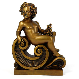 Spring Angel on Scroll Statue - 36-inch - Bronze finish