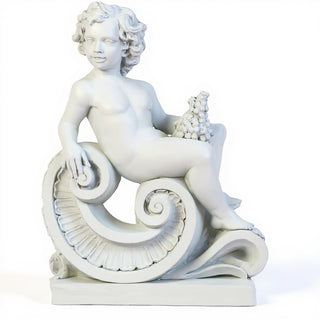 Spring Angel on Scroll Statue - 36-inch - Flat White finish