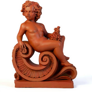 Spring Angel on Scroll Statue - 36-inch - Metro finish