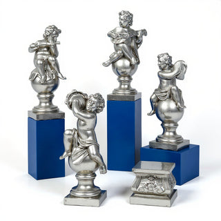 Four Musical Cherubs Statue - 39-inch — Antique Silver finish