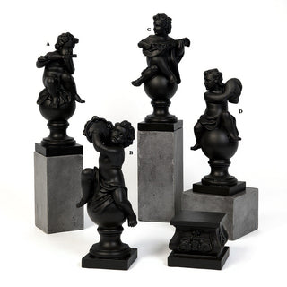 Four Musical Cherubs Statue - 39-inch — Dusted Black finish