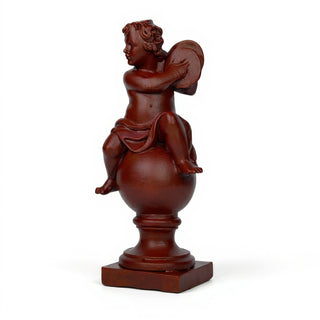 Cherub on Finial with Cymbals Statue - 39-inch — Rust finish
