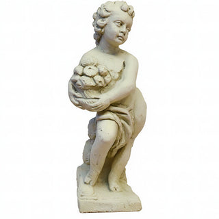 Summer Season Cherub Statue - 24-inch — Antique White finish