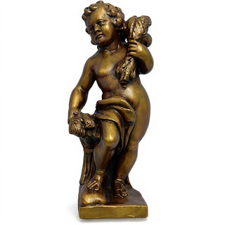 Autumn Season Cherub Statue - 24-inch — Bronze finish