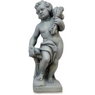 Autumn Season Cherub Statue - 24-inch — Old Stone finish