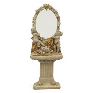 Cherub Mirror and Pedestal - 76-inch — Museum Terracotta finish