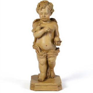 Matthews Angel with Apple Statue - 25.5-inch — Dusted Sand finish