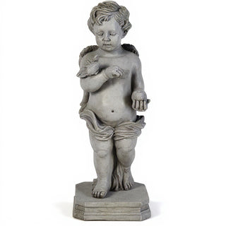 Matthews Angel with Apple Statue - 25.5-inch — Limestone finish