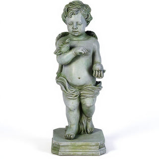 Matthews Angel with Apple Statue - 25.5-inch — Mossy Green finish