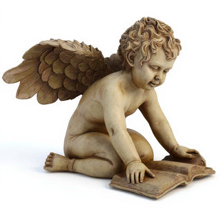 Quinn Angel with Book Statue — Gothic Stone finish