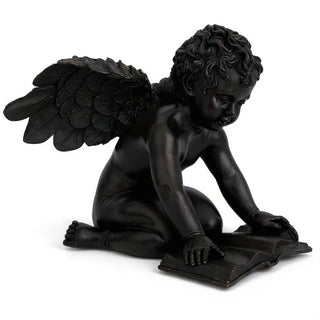 Quinn Angel with Book Statue — Iron finish