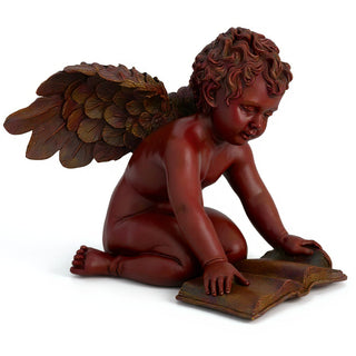 Quinn Angel with Book Statue — Rust finish