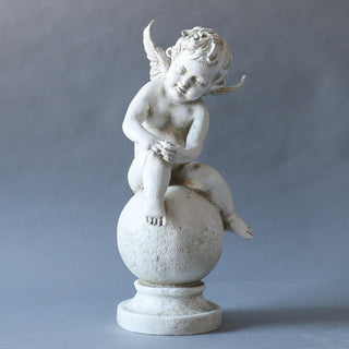 Fiberglass resin angel statue standing upright, sixteen inches tall, shown in a plain setting. — detail view