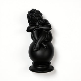 Napping Cherub Statue - 17-inch — Flat Black finish
