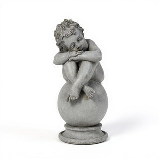 Napping Cherub Statue - 17-inch — Limestone finish