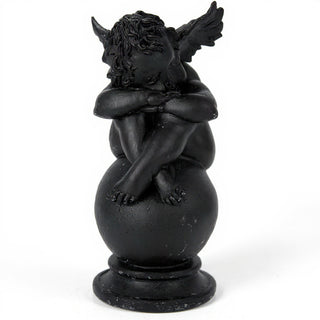 Napping Cherub with Wings Statue - 17-inch — Dusted Black finish