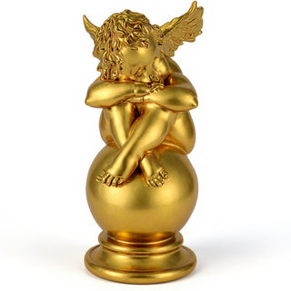 Napping Cherub with Wings Statue - 17-inch — Deep Gold finish