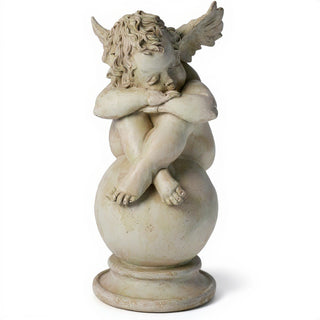 Napping Cherub with Wings Statue - 17-inch — Museum Terracotta finish