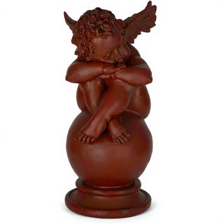Napping Cherub with Wings Statue - 17-inch — Rust finish
