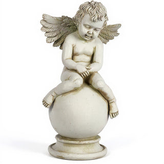 Sleepy Angel with Wings Statue - 19-inch — Antique White finish