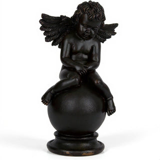 Sleepy Angel with Wings Statue - 19-inch — Iron finish