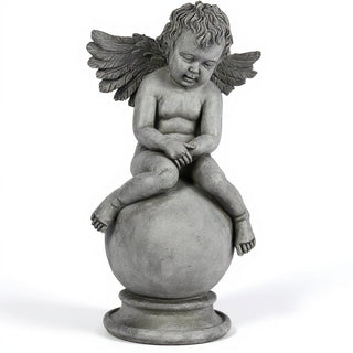 Sleepy Angel with Wings Statue - 19-inch — Old Stone finish