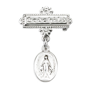 Sterling Silver Miraculous Medal Baby Pin 1