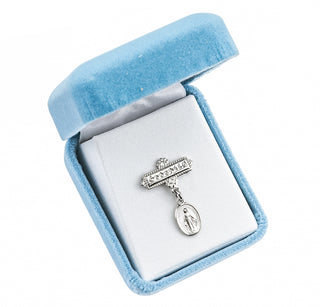 Sterling Silver Miraculous Medal Baby Pin