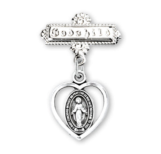 Sterling Silver Miraculous Medal Baby Pin 4