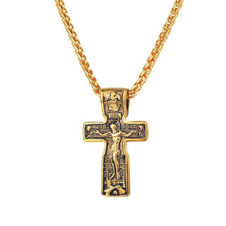 Icon Crucifix Cross Necklace - 18K-Plated Stainless Steel