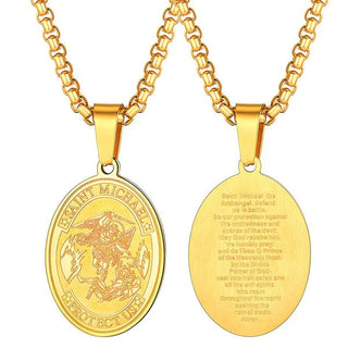 18K Gold-Plated St. Michael the Archangel Oval Necklace